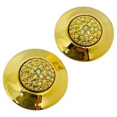 Pendientes de clip de diseño SWAROVSKI vintage con cristales chapados en oro
