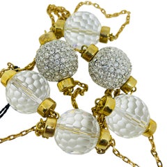Collana lunga con catena di design e sfere di cristallo SWAROVSKI vintage placcate in oro