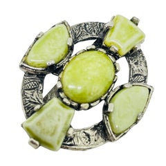 Vintage silver tone glass stones Maltese cross designer brooch
