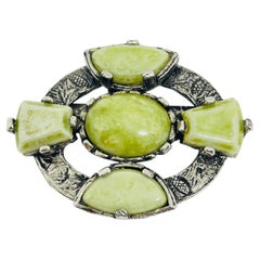 Vintage silver tone glass stones Maltese cross designer brooch