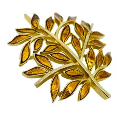 TRIFARI crown ALFRED PHILIPPE vintage gold enamel tree of live autumn brooch
