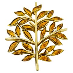 TRIFARI crown ALFRED PHILIPPE vintage gold enamel tree of live autumn brooch