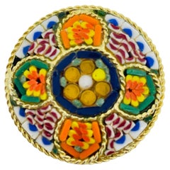 Vintage gold tone ITALY micro music colorful yellow green orange flowers brooch