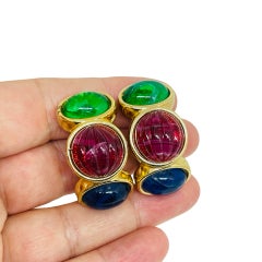 CHRISTIAN DIOR Vintage-Clip-Ohrringe aus vergoldetem Glas im „Jewel Mogul“-Design