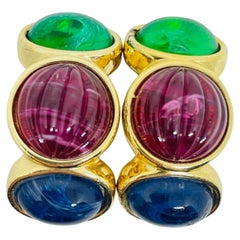 CHRISTIAN DIOR Vintage-Clip-Ohrringe aus vergoldetem Glas im „Jewel Mogul“-Design