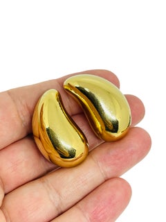 CINER signed vintage gold tone modernist designer clip on earrings