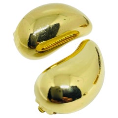 CINER signed vintage gold tone modernist designer clip on earrings