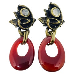 GRAZIANO – signierte Vintage-Ohrringe mit goldenen Glas-Strasssteinen