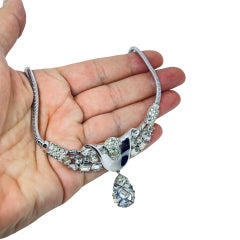 Crown TRIFARI Alfred Philippe Vintage-Halskette aus den 1950er Jahren mit silberfarbenen Strass-Anhängern