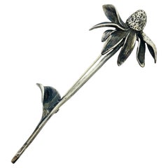 Vintage sterling silver 925 flower European art brooch