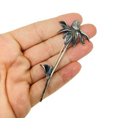Vintage sterling silver 925 flower European art brooch
