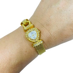 REGENT vintage gold tone rhinestones heart face ladies designer wrist watch