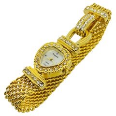 REGENT vintage gold tone rhinestones heart face ladies designer wrist watch