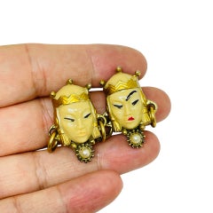 SELRO Vintage-Broschen im Goldton mit Kunstperlen im asiatischen Prinzessinnen-Stil – 2 kleine Designer-Broschen