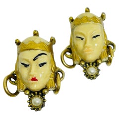 SELRO Vintage-Broschen im Goldton mit Kunstperlen im asiatischen Prinzessinnen-Stil – 2 kleine Designer-Broschen