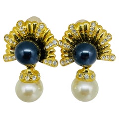 Pendientes de clip de diseño CINDY ADAMS, estilo vintage, en tono dorado, con perlas sintéticas y pedrería