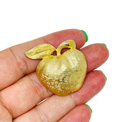 CORO jewelry vintage gold tone textured apple designer brooch