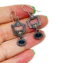 Pendientes colgantes de diseño «PATRICIA LOCKE», de época, con cristales en tono plateado