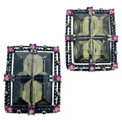 SARAH COVENTRY – signierte Vintage-Designer-Ohrclips mit riesigen Glasstrasssteinen