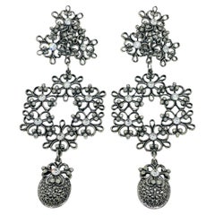BARRERA for AVON signed vintage huge rhinestones designer clip on earrings