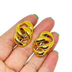 Orecchini a clip firmati NAPIER, vintage, color oro, con classica catena a maglie
