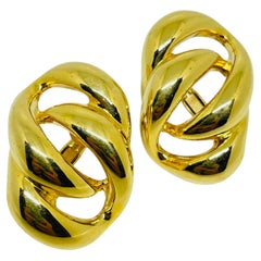 Orecchini a clip firmati NAPIER, vintage, color oro, con classica catena a maglie