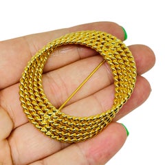 MONET signed vintage gold tone rope style designer brooch