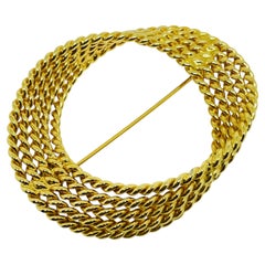 MONET signed vintage gold tone rope style designer brooch