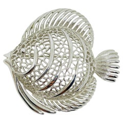 MONET signed vintage silver tone fish sea life figural designer brooch