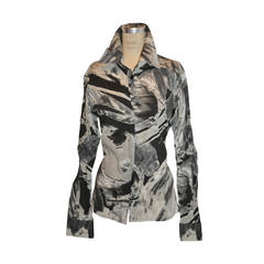 Retro Roberto Cavalli "Shades of Black & White" Cotton Blouse