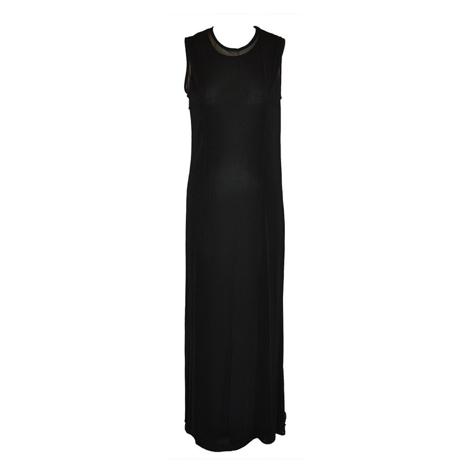 Ann Demeulemeester - Deux pièces - Robe longue noire sans manches et longue filetée en vente