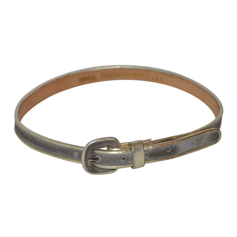 Yves Saint Laurent "Russian Collection" Gray with Metallic Gold Belt For Sale