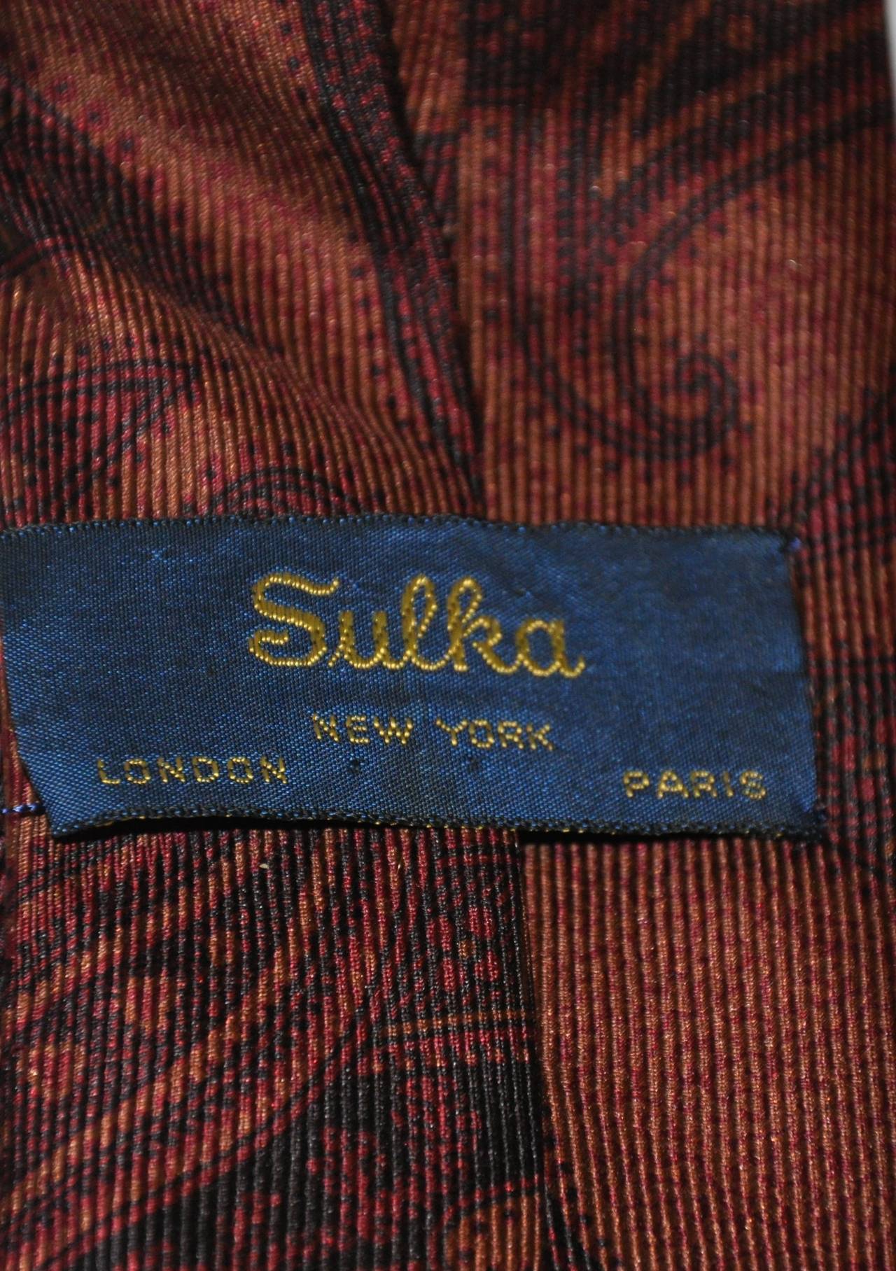 Sulka Men's "Shades of Burgundy" Palsey Print Silk Tie