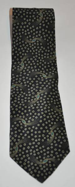 Vintage Giorgio Armani Men's Black & Gray Print Silk Tie