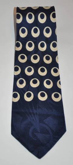 Modules Men's Bold Print Navy & White Silk Tie