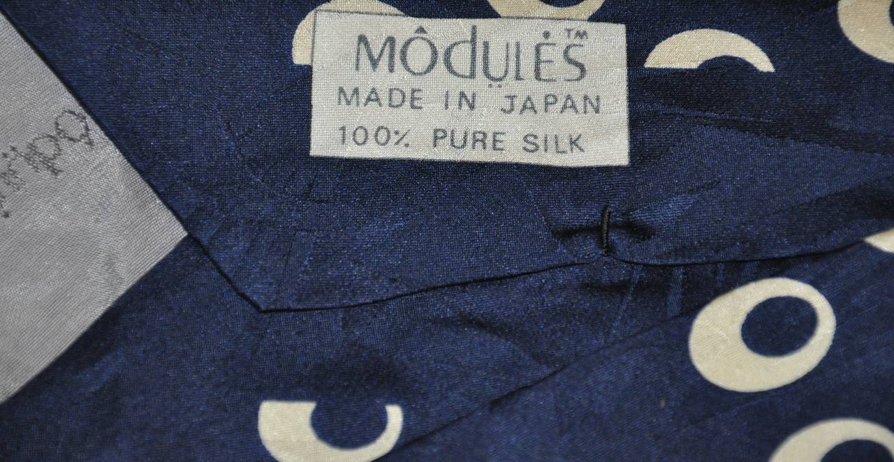 Modules Men's Bold Print Navy & White Silk Tie