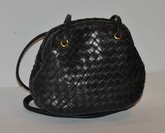 Cosci Black Mini Lambskin Cross-Body Woven Shoulder Bag