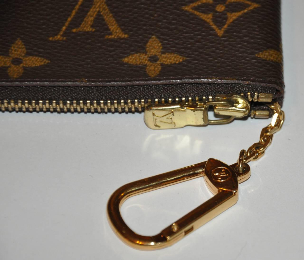 Louis Vuitton Signature Monogram Zippered Change Purse with Key Chain at 1stdibs