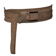 Yves Saint Laurent Double-Layer Taupe Suede Wrap Belt