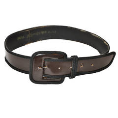 Yves Saint Laurent - Ceinture « Collection russe » en cuir noir avec cordon de soie