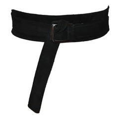 Retro Yves Saint Laurent Double-Layer Black Suede Wrap Belt