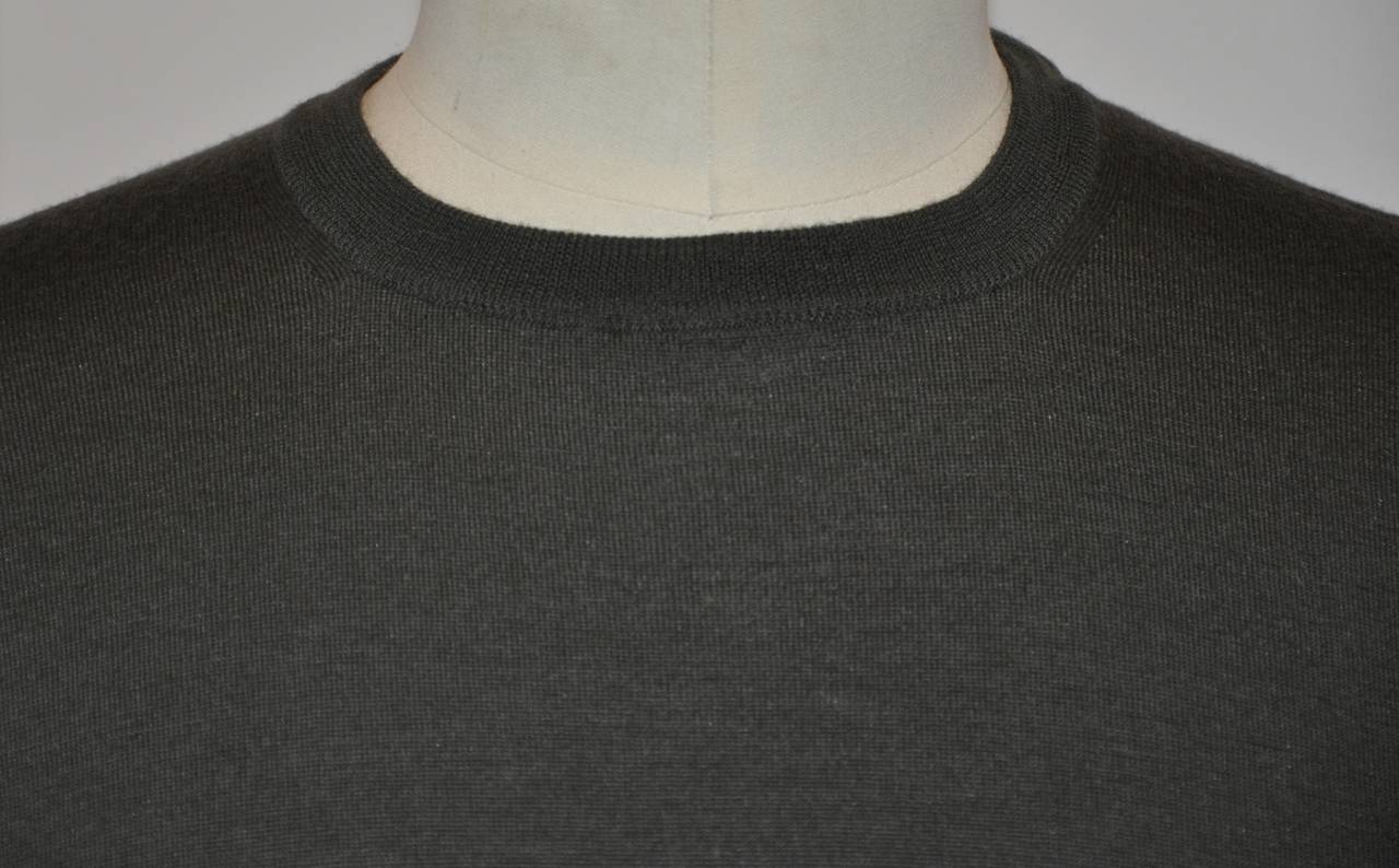 Loewe Men's Olive Green Superfine Merino Wool Crew-Neck Pullover