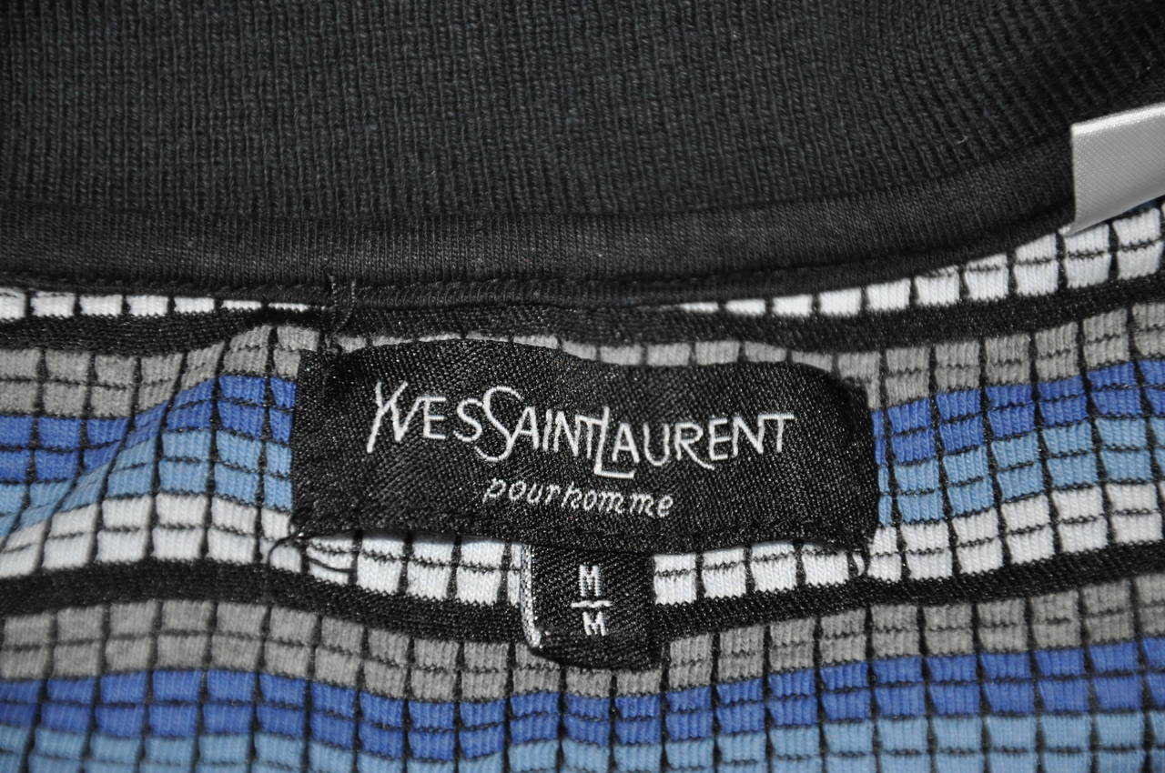 Yves Saint Laurent Men's "Shades of Blues" Stripe Zipper-Front Pullover