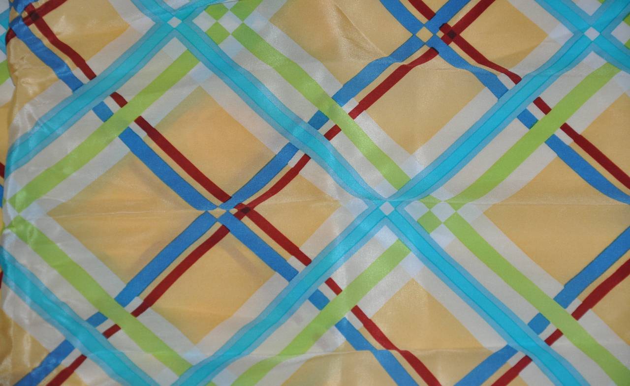 Multi-Color Plaid Silk Scarf