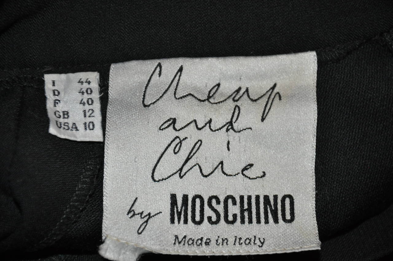 Moschino Black Slim Trouser In Excellent Condition For Sale In New York, NY