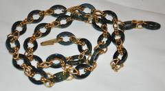 Detailed Gilded Gold Hardware Chain with Green Lucite Chain Belt