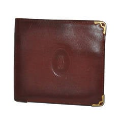 Cartier Burgundy Men's European Billfold with 18k Accents