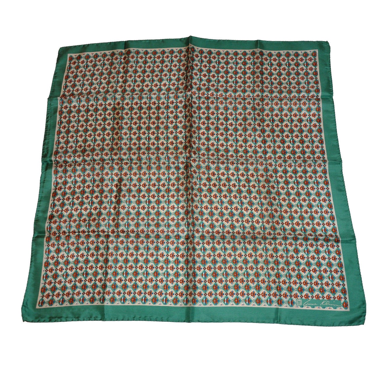 Pañuelo de seda multicolor Anne Klein con bordes enrollados en HAnd en venta