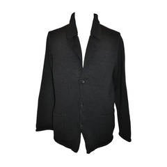 Vintage Yoshi Yamamoto Men's Pour Homme Dark Navy Button Front Sweater