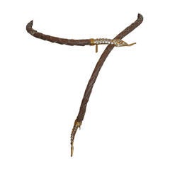 U. Correani Ceinture serpent en strass ornée d'un ceinture en cuir tissé